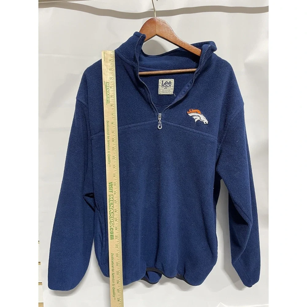 Vintage 1/4 Zip Lee Sport Denver Broncos NFL  Navy Blue  Sweatshirt Size Med